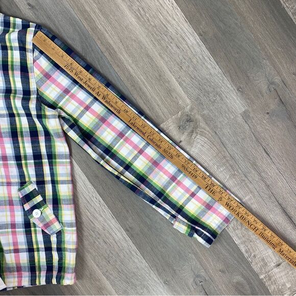 Merona Plaid Cotton Canvas Pullover Hoodie Jacket Pink Blue Small - Picture 14 of 15